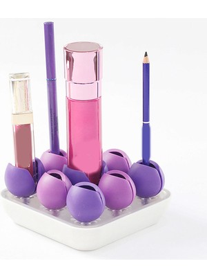 Noble1 Masaüstü Saklama Kutusu Çeşitli Eşyalar Takı Kozmetik Raf Silikon Şeffaf Çok Amaçlı Ofis Mor (Yurt Dışından)