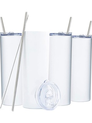 Noble1 Yalıtımlı Fincan Sıska Paslanmaz Çelik Bardak Seti -20OZ Pipetli ve Vakumlu Kahve Bardakları A (Yurt Dışından)