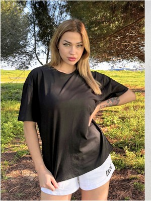 Baskısız Basıc Pamuklu Oversize T-Shirt