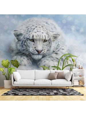 Beyaz Kaplan Temalı Duvar Kağıdı