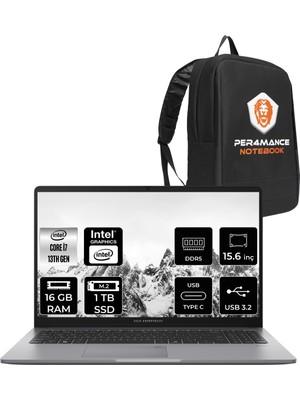 Asus ExpertBook P1 Intel Core i7 13620H 16GB 1TB SSD 15.6" FHD FDOS Taşınabilir Bilgisayar & PER4 Çanta P1503I716512G0DP308