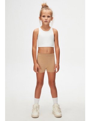 Sütlü Kahve Basic Kız Çocuk Dans Şort