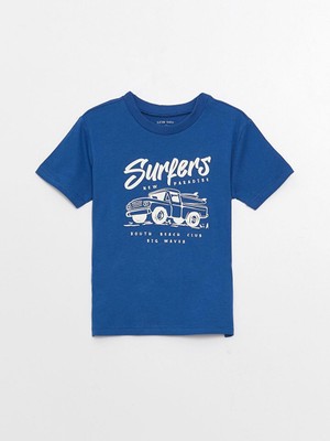 Bisiklet Yaka Kısa Kollu Baskılı Erkek Bebek Tişört