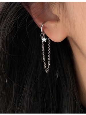 Takıconcept Kuzey Yıldızlı Deliksiz Kıkırdak Küpe, Ear Cuff Kadın Küpe