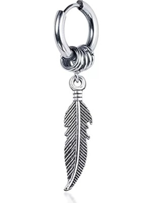 Takıconcept Çelik Sallantılı Kartal Tüyü Kadın-Erkek Küpe