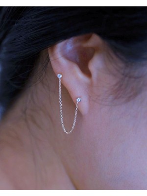 Takıconcept Kıkırdak Küpe, Zincirli Top Küpe