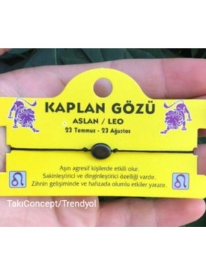 Aslan Burcu Kaplangözü Doğal Taşlı Ip Burç Bilekliği