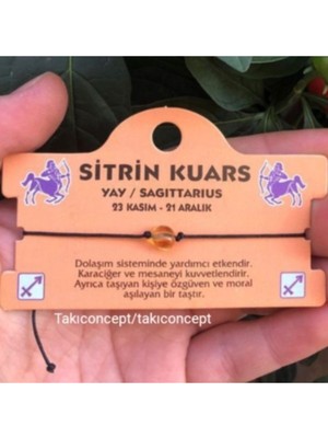 Yay Burcu Sitrin Doğal Taşlı Ip Burç Bilekliği