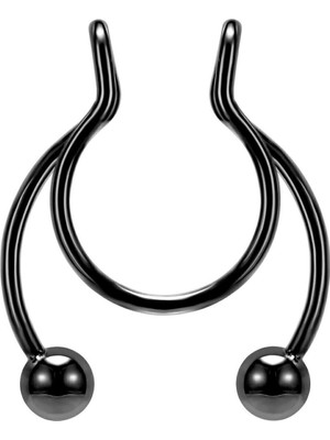 Takıconcept Unisex Siyah Lip Boynuzlu Paslanmaz Çelik Piercing 20 g 316L