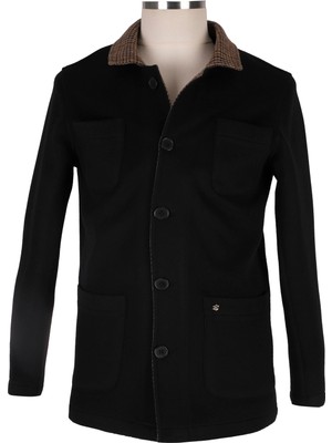 Blu Astarsız Ekose Kumaş Kombinli Ceket