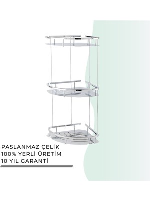 Çelik Banyo Igk Yapı - Marin Üçlü Şampuanlık 19X19 cm (MS10-047)