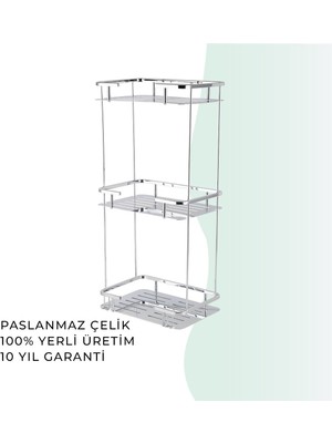 Çelik Banyo Igk Yapı - Lidya Üçlü Şampuanlık 15X22 cm (MS10-043)