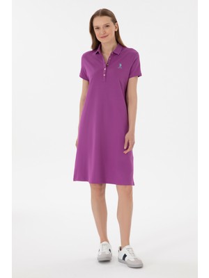 U.S. Polo Assn. Kadın Mor Polo Yaka Mini Boy Örme Elbise 50280038-VR038