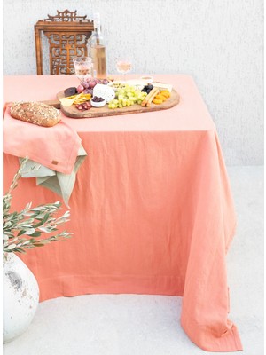 Barine Keten Masa Örtüsü Açık Mercan