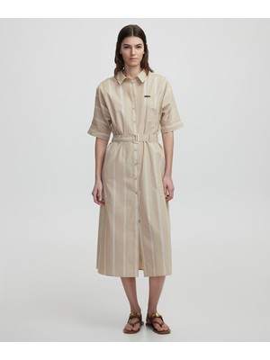 İpekyol Çizgi Desen Poplin Elbise IS1250002183003