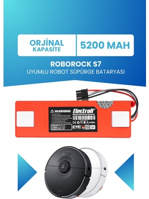 Electroll Roborock S7 Uyumlu Batarya (ORJİNAL KAPASİTE) 5200mah Pil Kutulu Robot Süpürge Bataryası Değişimi