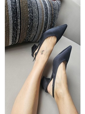 Topukla 10 24 Kadın Arkası Açık Kalın Topuklu Stiletto Abiye Ayakkabı