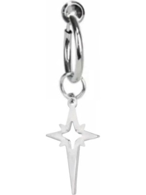 Deliksiz Kuzey Yıldızı Sallantılı Fake Çelik Göbek Piercing