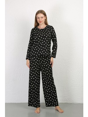 Akbeniz Kadın Bürümcük Kumaş Pijama Takım Siyah 4234