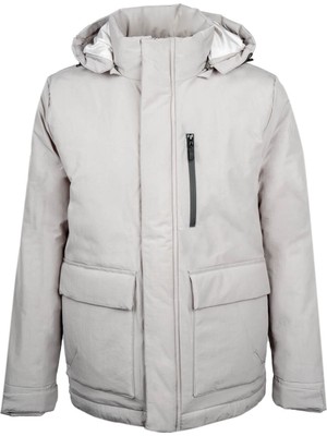 Gri Regular Fit Hakim Yaka Kapüşonlu Kaban