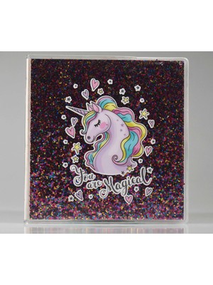 4Nio Koyu Pembe Simli Magıcal Unıcorn Küçük Defter