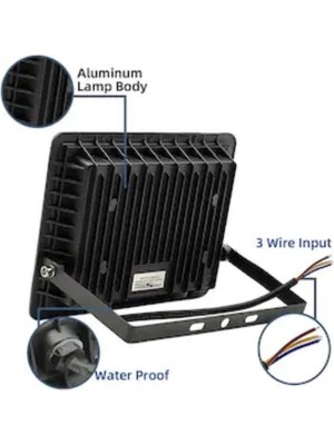 Parts 50 Watt - 220 Volt 6500K IP66 150* Işık Açısı Siyah Slim Kasa Beyaz LED Projektör Ürün Yerli Türk Malı