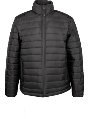 Hatemoğlu Siyah Regular Fit Hakim Yaka Şişme Mont Unisex Kullanıma Uygun 100% Polyester Kumaş