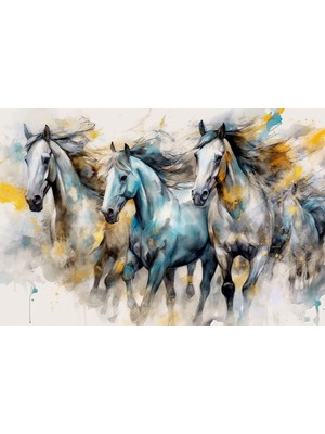 Aden Dekoratif Atlar Temalı Kanvas Tablo