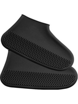 Ozcmax Silikon Ayakkabı Kılıfı Kaymaz Su Kir Geçirmez L Beden Siyah