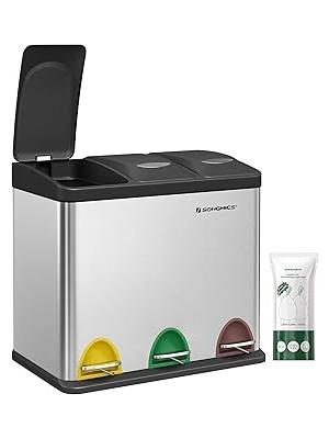 Songmics Çöp Kutusu Çöp Kutusu ile Bina Içi Kovası Muelltrennsysteme Pedallı Kova Paslanmaz Çelik,