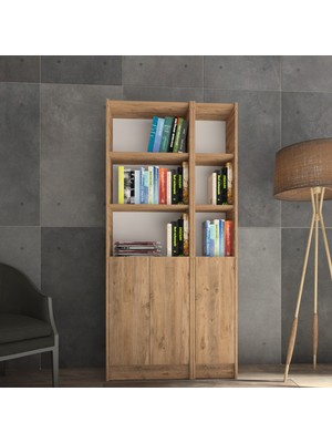 Yeti Mobilya FLAT85 Kitaplık 3 Kapaklı Kütüphane Çam