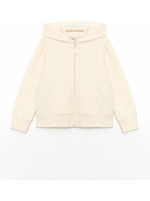 Kapüşonlu Kız Çocuk Fermuarlı Sweatshirt
