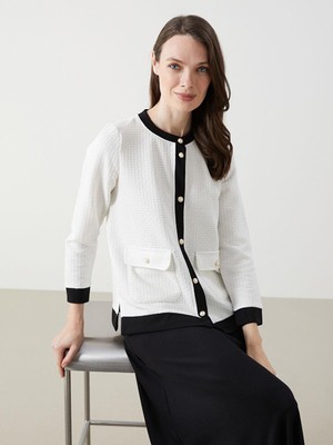 Bisiklet Yaka Dokulu Kadın Hırka