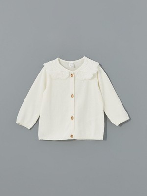 Bebe Yaka Ajurlu Kız Bebek Triko Hırka