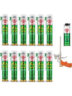 12 Adet 750 ml Somafix 60 Saniye Çift Kullanımlı Yapıştırma Köpüğü Köpük Tabancası Köpük Temizleyicisi Seti