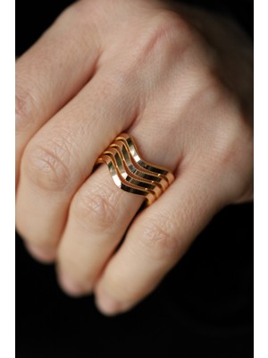 Yenigün Kuyumculuk 14 Ayar Altın Zikzak Modeli 4 Sıra Ajda Yüzük