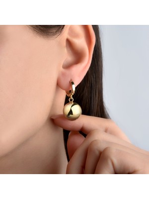 Nox Jewelry 14 Ayar Altın Mikron Kaplama Top Sallantılı Gümüş Küpe - E00279