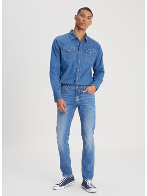Lee Normal Bel Slim Fit Mavi Erkek Denim Pantolon L719200872E69 Luke Jean Pantolon