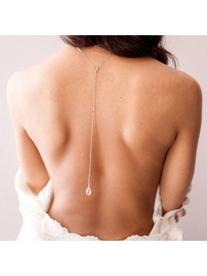 Takıconcept Kristal Detaylı İncili Sırt Kolyesi Vücut Aksesuarı Sırt Aksesuarı Kolye