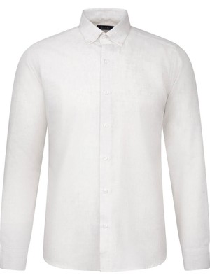 Bej Slim Fit Uzun Kol Düğmeli Yaka Pamuklu Flanel Gömlek