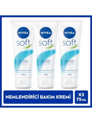 Nivea Soft 75 ml X3 Nemlendirici Bakım Kremi Ferahlatıcı Özellikli Yüz, Vücut ve El İçin