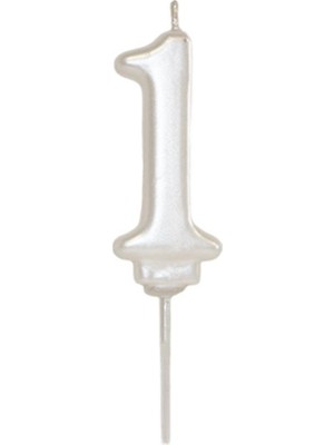 Kidspartim 1 Yaş Yeni Inci Beyaz Rakam Mum