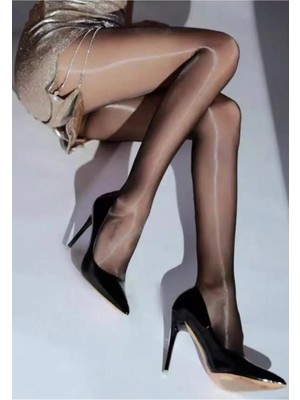 Trendy Anka Kadın Siyah Rugan 8cm Ince Şeffaf Kapak Topuklu Stiletto Ayakkabı