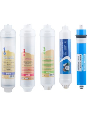 Diperla Jaco Kapalı Kasalara Uyumlu 12 Inch Su Arıtma Cihazı Jaco Inline Filtre Seti - 5' Li Set