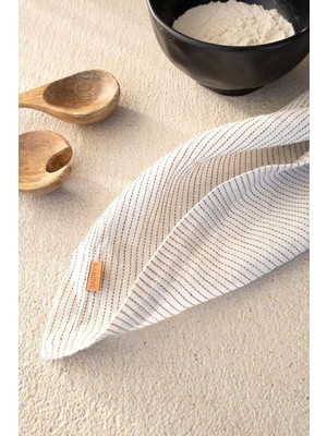 Barine Keten Karışımlı 2'li Peçete Siyah Çizgili