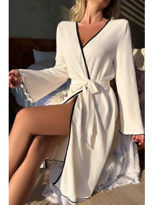 Merry See Özel Örme Kumaş Önden Bağlamalı Robdeşambr