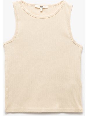 Koton Slim Fit Kolsuz Bisiklet Yaka Pamuklu Ribanalı Atlet