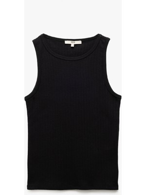 Koton Slim Fit Kolsuz Bisiklet Yaka Pamuklu Ribanalı Atlet
