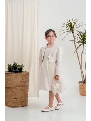 Kız Çocuk Elbise Ceketli Tüllü Çantalı
