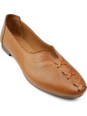 Moda Arena Babalı 144 Moda Arena Kadın Çarık Deri Babet Taba